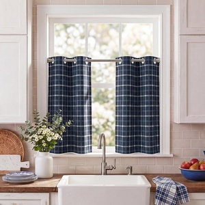 image:imageNICETOWN Taupe 100 Blackout Plaid Cabin Buffalo Gingham Curtain 52W x 84L  Living Room Checkered Patterned Thermal Insulated Grommet Room Darkening Curtains amp Rustic Drapes for Farmhouse 2 PanelsPlaid  Dark Blue  White