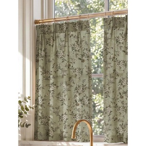 image:imageNICETOWN Vintage Floral Curtain amp Drapes 84 Inches Long W52 x L84 Khaki  Light Filtering Brown Linen Curtains Rod Pocket Back Tab For Living Room Butterflies Pattern Privacy ProtectionSage Green