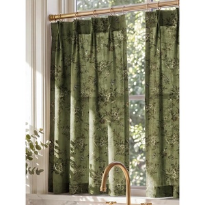 image:imageNICETOWN Vintage Floral Curtain amp Drapes 84 Inches Long W52 x L84 Khaki  Light Filtering Brown Linen Curtains Rod Pocket Back Tab For Living Room Butterflies Pattern Privacy ProtectionForest Green