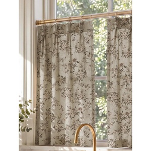 image:imageNICETOWN Vintage Floral Curtain amp Drapes 84 Inches Long W52 x L84 Khaki  Light Filtering Brown Linen Curtains Rod Pocket Back Tab For Living Room Butterflies Pattern Privacy ProtectionIvory