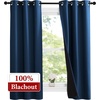 image:imageNICETOWN 100 Blackout Short Curtains with Black Liners 2 Panels 37W by 63L Moroccan Blue Solid Thermal Insulated Full Blackout 2Layer Lined Drapes Energy Efficiency Window Drapes for Bedroom