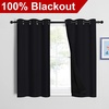 image:imageNICETOWN Black 100 Blackout Curtains 45 inches Length 2 Thick Layers Completely Blackout Window Treatment Thermal Insulated Lined Drapes for Basement Window 1 Pair 42 inches Width Each Panel