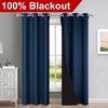 image:imageNICETOWN Blackout Room Warming Curtains 80 inches Long Full Light Blocking Drapes with Black Liner for Nursery Thermal Insulated Draperies for Hall Villa Navy Blue 2 Pieces 42 Wide Each Panel