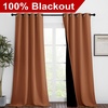 image:imageNICETOWN Burnt Orange Blackout Curtains 90 inches Long Full Light Blocking Drapes with Black Liner for Nursery Thermal Insulated Draperies for Hall Villa 2 Pieces 46 Wide Each Panel
