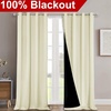 image:imageNICETOWN Living Room Completely Shaded Draperies Privacy Protection amp Noise Reducing Ring Top Drapes Black Lined Insulated Window Treatment Curtain Panels Beige 2 Pieces W52 x L102