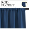 image:imageNICETOWN Window Curtains Blackout Drapes Moroccan Blue 1 Pair 52 by 72Inch Thermal Insulated Solid Rod Pocket Blackout CurtainsDraperies for Living Room