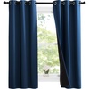 image:imageNICETOWN 100 Blackout Short Curtains with Black Liners 2 Panels 37W by 63L Moroccan Blue Solid Thermal Insulated Full Blackout 2Layer Lined Drapes Energy Efficiency Window Drapes for Bedroom