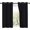 image:imageNICETOWN Black 100 Blackout Curtains 45 inches Length 2 Thick Layers Completely Blackout Window Treatment Thermal Insulated Lined Drapes for Basement Window 1 Pair 42 inches Width Each Panel