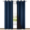 image:imageNICETOWN Blackout Room Warming Curtains 80 inches Long Full Light Blocking Drapes with Black Liner for Nursery Thermal Insulated Draperies for Hall Villa Navy Blue 2 Pieces 42 Wide Each Panel