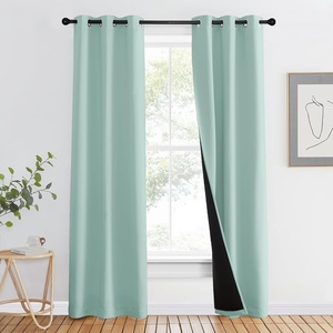 image:imageNICETOWN Aqua Blue 100 Blackout Curtain Set Thermal Insulated amp Energy Efficiency Window Draperies for Guest Room Full Shading Panels for Shift Worker and Light Sleepers 37W x 80L 2 PCs