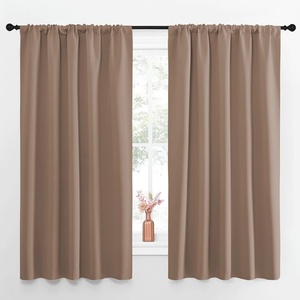 image:imageNICETOWN Bedroom Blackout Panels  Window Treatment Thermal Insulated Solid Rod Pocket Blackout CurtainsDrapes for Kitchen Decoration Cappuccino Set of 2 52 by 63 inches