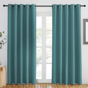 image:imageNICETOWN Sea Teal Blackout Curtains 84 inch Length Grommet Top Room Darkening Drapes for Bedroom Living Room Light Blocking Window Covering for Privacy W66 x L84 Inch 1 Panel
