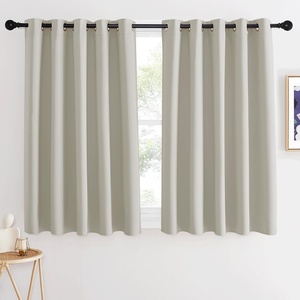 image:imageNICETOWN Short Cafe Curtain 54 inch Length Window Treatment Thermal Insulated Grommet Room Darkening Sound Reducing for BedroomNursery Natural 1 Panel W66 x L54