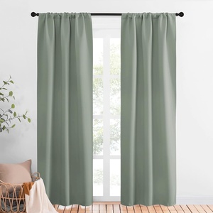 image:imageNICETOWN Window Curtains Blackout Drapes  Thermal Insulated Solid Rod Pocket Blackout CurtainsDraperies for Living Room Sage Green One Pair 34 by 84Inch