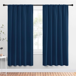 image:imageNICETOWN Window Curtains Blackout Drapes Moroccan Blue 1 Pair 52 by 72Inch Thermal Insulated Solid Rod Pocket Blackout CurtainsDraperies for Living Room