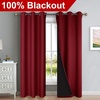 image:imageNICETOWN 100 Blackout Curtains with Black Liner Backing Thermal Insulated Curtains for Living Room Home Decoration Burgundy Red 42 inches Wide x 84 inches Long Per Panel Set of 2 Panels