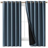 image:imageNICETOWN 100 Blackout Lined Curtains Smoky Blue 1 Pair 62 Width x 63 Length Each Panel 2 Thick Layers Completely Blackout Window Treatment Thermal Insulated Drapes for KitchenBedroom