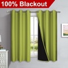 image:imageNICETOWN 100 Blackout Short Curtains with Black Liners 2 Panels 37 W by 63 L Fresh Green Solid Thermal Insulated Full Blackout 2Layer Lined Drapes Energy Efficiency Window Drapes for Bedroom