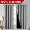 image:imageNICETOWN Extra Long Truly Blackout Drapes for Hall and Villa 46inch Width Each Panel 45inch Length Silver Grey 2 Pieces 100 Blackout Window Curtains with Black Lined for Night Shift Worker