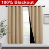 image:imageNICETOWN Living Room Completely Shaded Draperies Privacy Protection amp Noise Reducing Black Lined Insulated Window Treatment Curtain Panels for Patio Door Set of 2 Pcs W46 x L72 Biscotti Beige