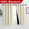 image:imageNICETOWN Warm Curtains for Winter Bedroom Full Blackout Curtain Panels Great Job for Blocking Light Complete Blackout Draperies with Black Liner for Night Shift Beige Set of 2 46 by 54inch