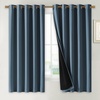 image:imageNICETOWN 100 Blackout Lined Curtains Smoky Blue 1 Pair 62 Width x 63 Length Each Panel 2 Thick Layers Completely Blackout Window Treatment Thermal Insulated Drapes for KitchenBedroom