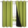 image:imageNICETOWN 100 Blackout Short Curtains with Black Liners 2 Panels 37 W by 63 L Fresh Green Solid Thermal Insulated Full Blackout 2Layer Lined Drapes Energy Efficiency Window Drapes for Bedroom