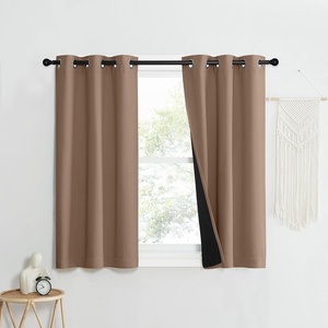 image:imageNICETOWN 100 Blackout Curtains Thermal Noise Reduction and Privacy Curtains for Patio Door Black Lined Blackout Drapes with Grommet Top Cappuccino 1 Pair W37 x L40