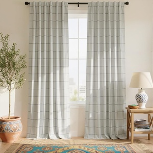 image:imageNICETOWN 100 Blackout Taupe Plaid Valances Taupe W26xL18 2 Panels  Rod Pocket amp Back Tab Kitchen Curtains Brighton Windowpane Pattern for CafeBlack