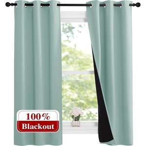 image:imageNICETOWN Aqua Blue 100 Blackout Lined Curtains 2 Thick Layers Narrow Wide Window Treatment Panels Thermal Insulated Drapes for Kitchen Small Window 1 Pair 37 Width x 63 Length Each Panel
