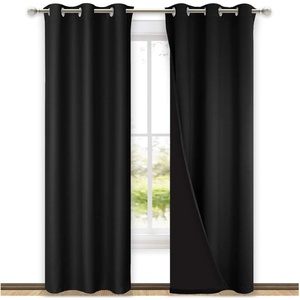 image:imageNICETOWN Black Blackout Curtains for Dining Room 42 w x 84 L 2 Panels  HighEnd Thermal Full Room Darkening Curtains Soundproof Window Treatment Drapes for Hall Room Light Blocking Home Decor