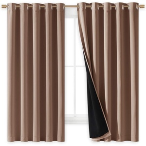 image:imageNICETOWN Total Blackout Panels for Nursery Super Soft Heavy Duty and Thick Window Treatment Curtains 63 inches Long with Black Lined for Basement 1 Pair Cappuccino 70 inches Wide Each Panel