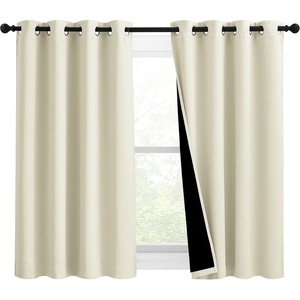 image:imageNICETOWN Warm Curtains for Winter Bedroom Full Blackout Curtain Panels Great Job for Blocking Light Complete Blackout Draperies with Black Liner for Night Shift Beige Set of 2 46 by 54inch