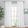 image:imageNICETOWN White Sheer Bathroom Curtains 48 inches Long Rod Pocket amp Back Tab Semi Sheer Faux Linen Privacy Window Treatments Light Filtering Drapes for Kitchen W29 x L48 2 PanelsWhite
