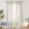 image:imageNICETOWN White Sheer Bathroom Curtains 48 inches Long Rod Pocket amp Back Tab Semi Sheer Faux Linen Privacy Window Treatments Light Filtering Drapes for Kitchen W29 x L48 2 PanelsNatural