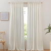 image:imageNICETOWN White Sheer Bathroom Curtains 48 inches Long Rod Pocket amp Back Tab Semi Sheer Faux Linen Privacy Window Treatments Light Filtering Drapes for Kitchen W29 x L48 2 PanelsLinen