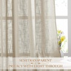 image:imageNICETOWN White Sheer Bathroom Curtains 48 inches Long Rod Pocket amp Back Tab Semi Sheer Faux Linen Privacy Window Treatments Light Filtering Drapes for Kitchen W29 x L48 2 PanelsTaupe