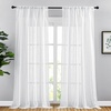 image:imageNICETOWN White Sheer Bathroom Curtains 48 inches Long Rod Pocket amp Back Tab Semi Sheer Faux Linen Privacy Window Treatments Light Filtering Drapes for Kitchen W29 x L48 2 PanelsWhite
