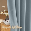 image:imageNICETOWN White Sheer Bathroom Curtains 48 inches Long Rod Pocket amp Back Tab Semi Sheer Faux Linen Privacy Window Treatments Light Filtering Drapes for Kitchen W29 x L48 2 PanelsLinen Mist Blue
