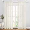 image:imageNICETOWN White Sheer Bathroom Curtains 48 inches Long Rod Pocket amp Back Tab Semi Sheer Faux Linen Privacy Window Treatments Light Filtering Drapes for Kitchen W29 x L48 2 PanelsNatural