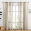 image:imageNICETOWN White Sheer Bathroom Curtains 48 inches Long Rod Pocket amp Back Tab Semi Sheer Faux Linen Privacy Window Treatments Light Filtering Drapes for Kitchen W29 x L48 2 PanelsTaupe