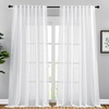 image:imageNICETOWN White Sheer Bathroom Curtains 48 inches Long Rod Pocket amp Back Tab Semi Sheer Faux Linen Privacy Window Treatments Light Filtering Drapes for Kitchen W29 x L48 2 PanelsWhite
