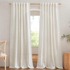 image:imageNICETOWN White Sheer Bathroom Curtains 48 inches Long Rod Pocket amp Back Tab Semi Sheer Faux Linen Privacy Window Treatments Light Filtering Drapes for Kitchen W29 x L48 2 PanelsLinen