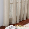 image:imageNICETOWN White Sheer Bathroom Curtains 48 inches Long Rod Pocket amp Back Tab Semi Sheer Faux Linen Privacy Window Treatments Light Filtering Drapes for Kitchen W29 x L48 2 PanelsTaupe