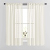 image:imageNICETOWN White Sheer Bathroom Curtains 48 inches Long Rod Pocket amp Back Tab Semi Sheer Faux Linen Privacy Window Treatments Light Filtering Drapes for Kitchen W29 x L48 2 PanelsNatural