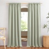 image:imageNICETOWN White Sheer Bathroom Curtains 48 inches Long Rod Pocket amp Back Tab Semi Sheer Faux Linen Privacy Window Treatments Light Filtering Drapes for Kitchen W29 x L48 2 PanelsLinen Sage Green