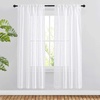 image:imageNICETOWN White Sheer Bathroom Curtains 48 inches Long Rod Pocket amp Back Tab Semi Sheer Faux Linen Privacy Window Treatments Light Filtering Drapes for Kitchen W29 x L48 2 PanelsWhite