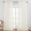 image:imageNICETOWN White Sheer Bathroom Curtains 48 inches Long Rod Pocket amp Back Tab Semi Sheer Faux Linen Privacy Window Treatments Light Filtering Drapes for Kitchen W29 x L48 2 PanelsNatural