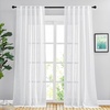 image:imageNICETOWN White Sheer Bathroom Curtains 48 inches Long Rod Pocket amp Back Tab Semi Sheer Faux Linen Privacy Window Treatments Light Filtering Drapes for Kitchen W29 x L48 2 PanelsWhite