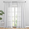 image:imageNICETOWN White Sheer Bathroom Curtains 48 inches Long Rod Pocket amp Back Tab Semi Sheer Faux Linen Privacy Window Treatments Light Filtering Drapes for Kitchen W29 x L48 2 PanelsSilver Grey
